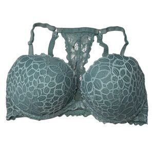 Victoria's Secret Blue Lace Push-Up Bra 36DD Lace Detail